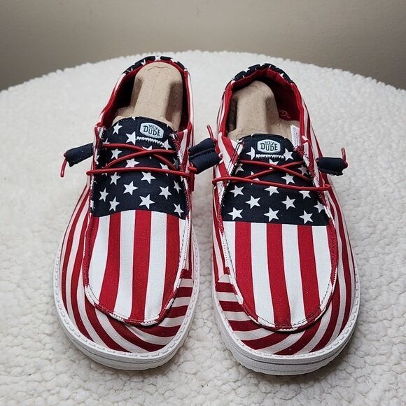 NWT Womens Hey Dude Wendy Americana American Flag Size 11 - Picture 1 of 9